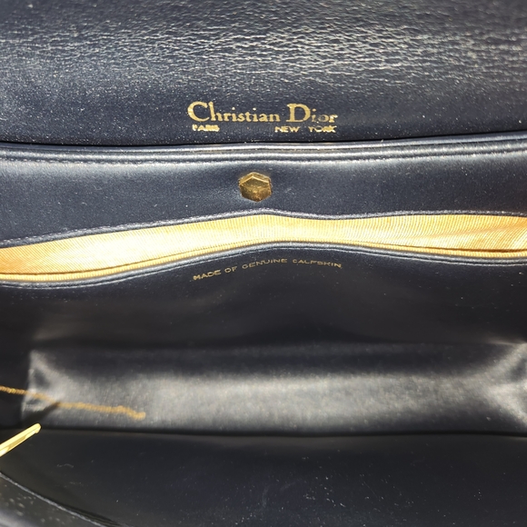 Dior Collectible Vintage 2 Way Bag. Classic Navy Blue With Original Strap! Rare! - Picture 9 of 15